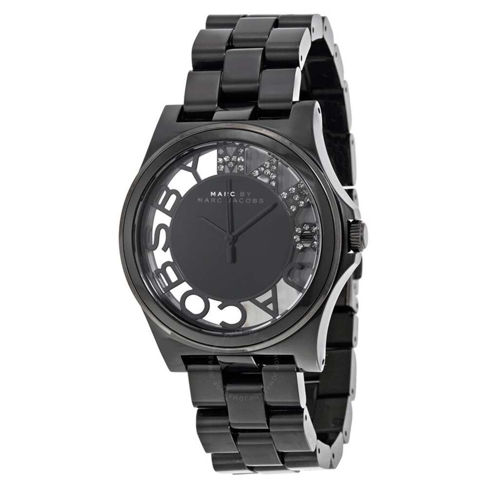 Marc by Marc Jacobs Henry Skeleton Dial Black Plastic Ladies Watch Timepiece